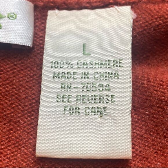 Orvis 100% Cashmere Burnt Orange 3/4 Sleeve Sweater Size Large - Picture 4 of 12